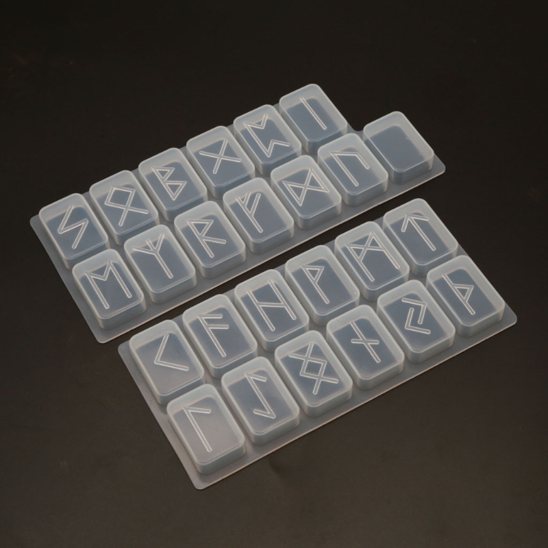 Viking Runes Divination Stones Witch Resin Mold Witchcraft Kit with Engraved Elder Futhark Alphabet Wicca Silicone Grs Tools