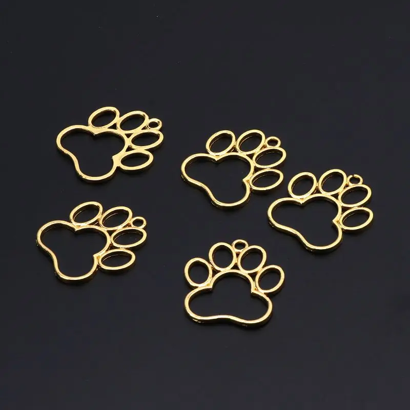R2LE 5Pcs Pet Dog Footprint Blank Frame Pendant Open Bezel Setting UV Resin Jewelry