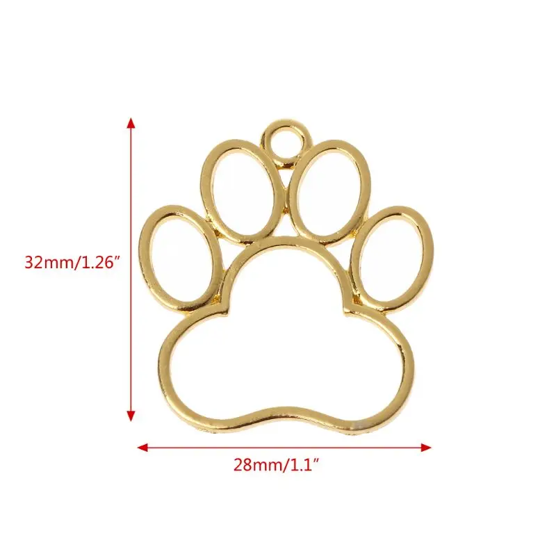 R2LE 5Pcs Pet Dog Footprint Blank Frame Pendant Open Bezel Setting UV Resin Jewelry