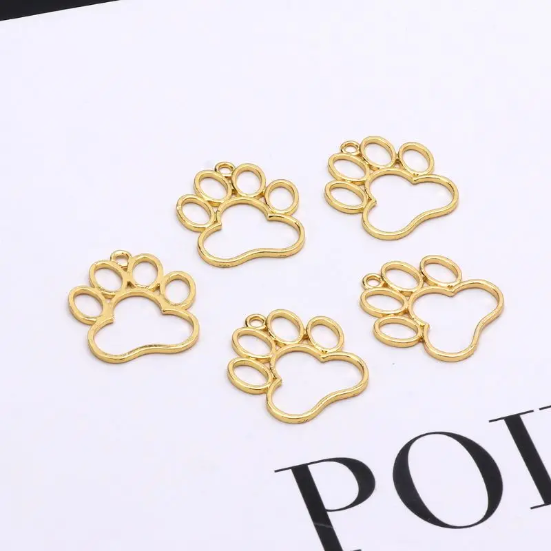 R2LE 5Pcs Pet Dog Footprint Blank Frame Pendant Open Bezel Setting UV Resin Jewelry