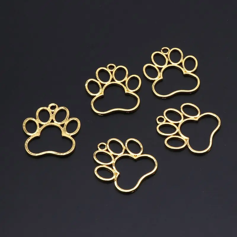 R2LE 5Pcs Pet Dog Footprint Blank Frame Pendant Open Bezel Setting UV Resin Jewelry