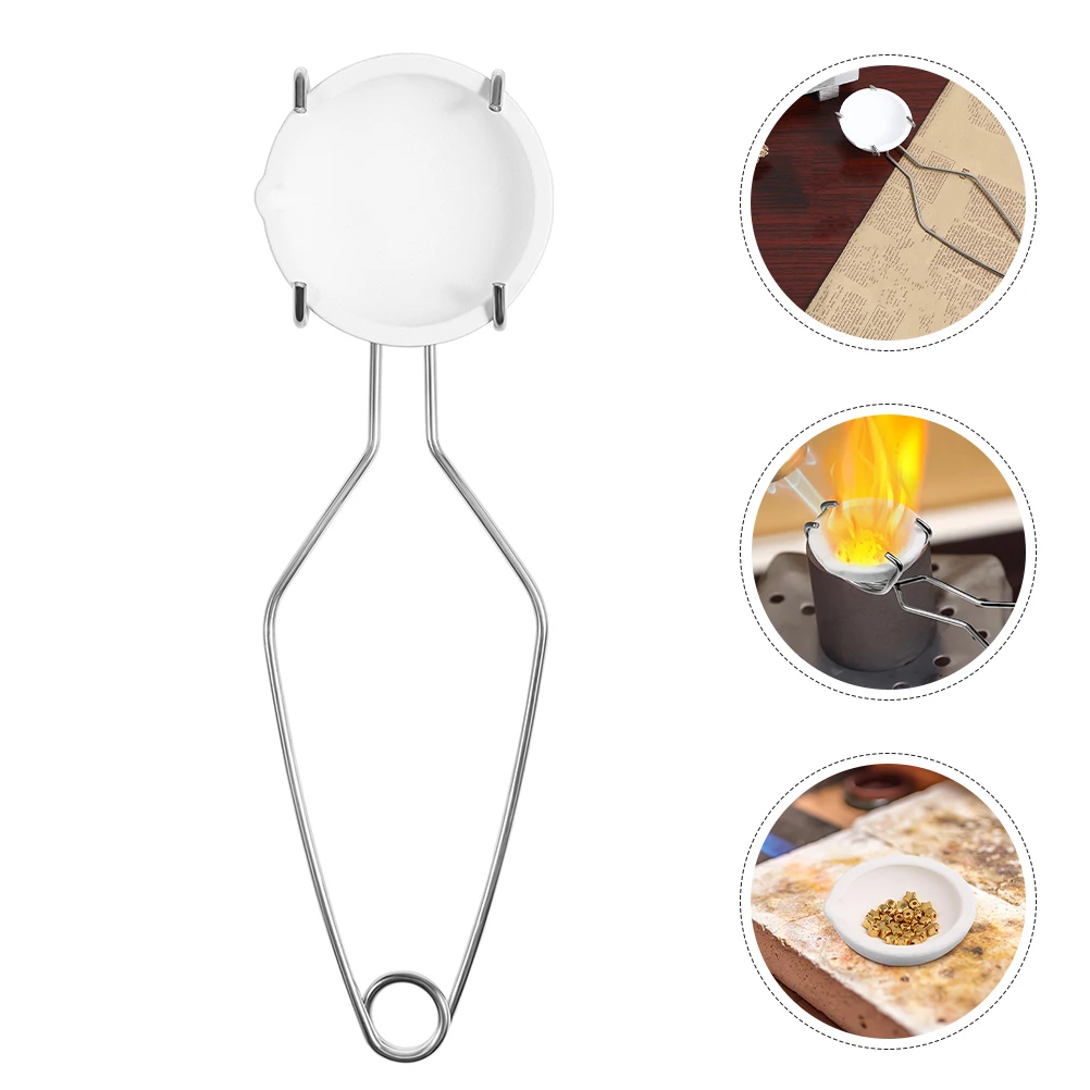 1 set Crucible Set Melting Metal Pot Silver Bowl Casting Tool Kit Steel Tongs Clamp High Temperature Practical Home Use Jewelry