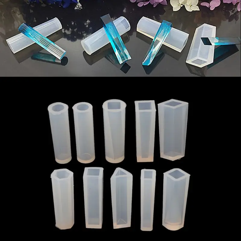 10Pieces Jewelry Silicone Resin Moulds Long Cylinder Shape Casting Moulds Epoxy Moulds for DIY Keychains Earring Pendant