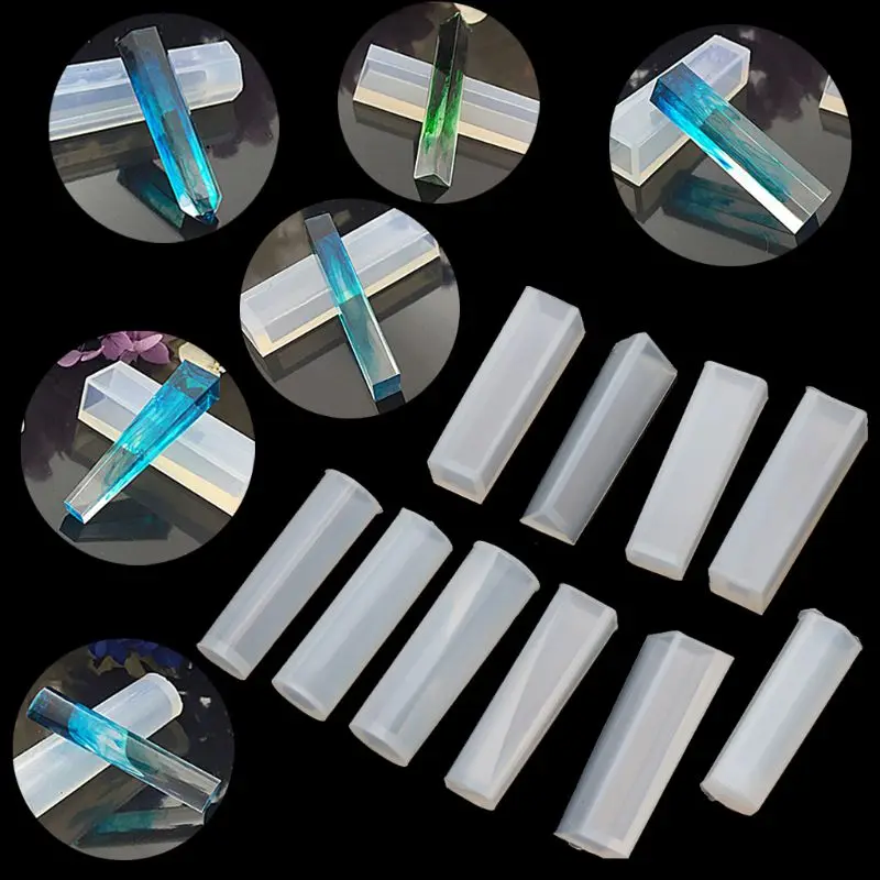 10Pieces Jewelry Silicone Resin Moulds Long Cylinder Shape Casting Moulds Epoxy Moulds for DIY Keychains Earring Pendant