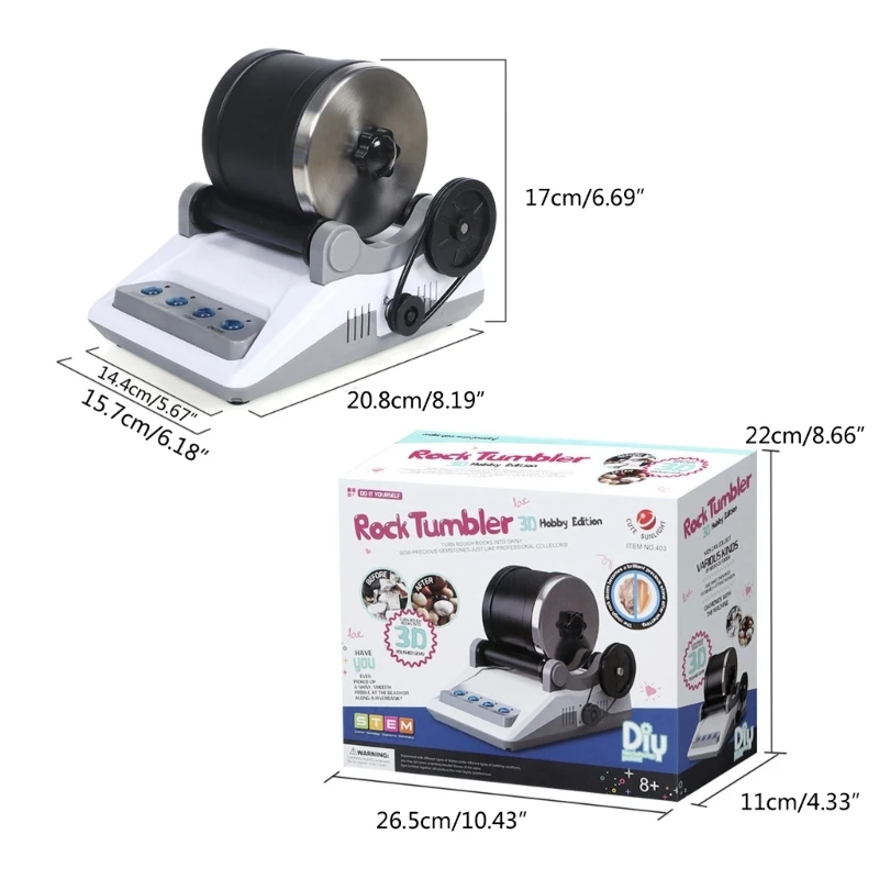 E06E Rock Tumbler Electric Gemstones Polisher DIY Stone Polishing Toy Professional Electric Polisher for Children Adults