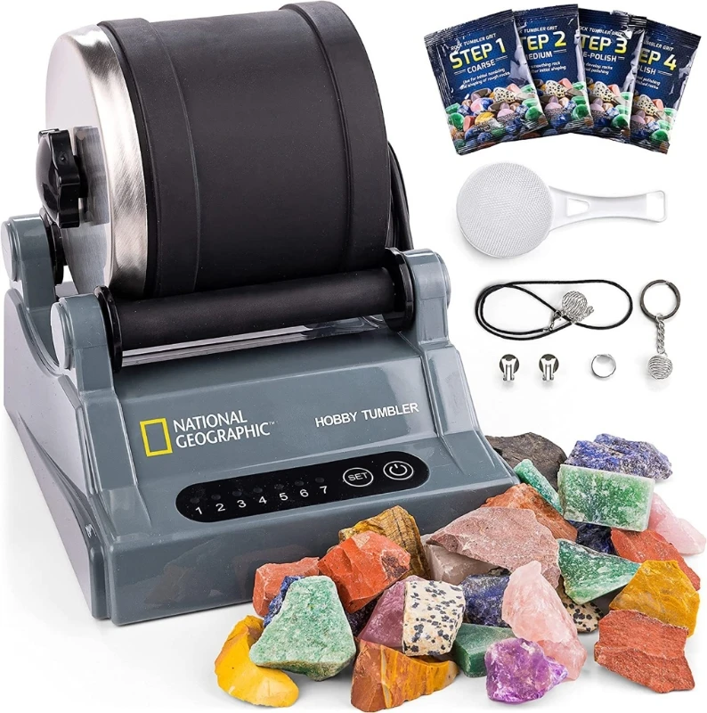 E06E Rock Tumbler Electric Gemstones Polisher DIY Stone Polishing Toy Professional Electric Polisher for Children Adults