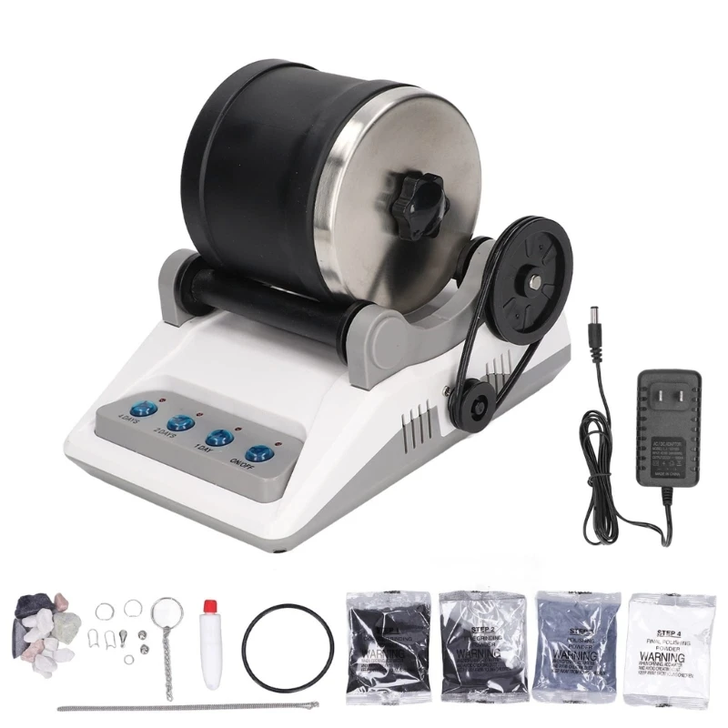 E06E Rock Tumbler Electric Gemstones Polisher DIY Stone Polishing Toy Professional Electric Polisher for Children Adults