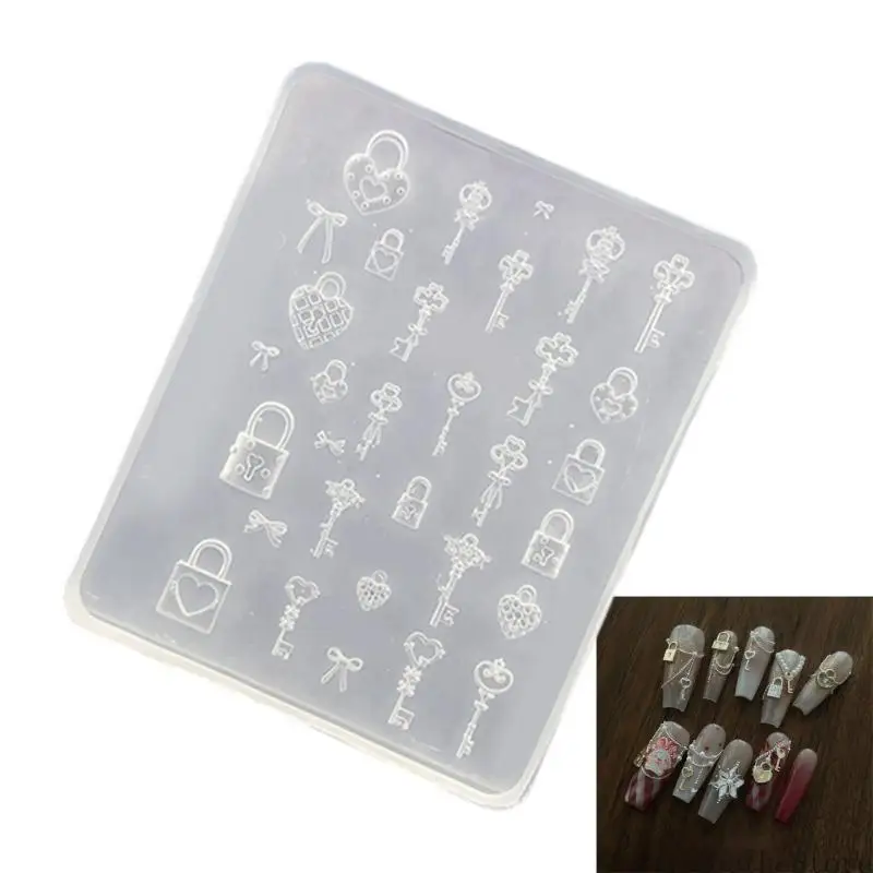 Art Moulds Silicone Template Designing Tool Lock Theme Silicone Handmade Molds for Manicure Creation