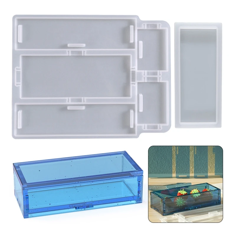 A52E Dominoes Box Silicone Mold for Resin Casting Dominoes Storage Box Resin Mold for Epoxy Crafts Making Tool 19x15cm