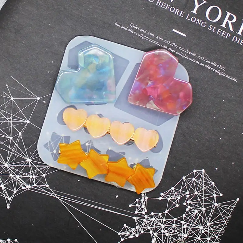 Handmade Barrettes Silicone Epoxy Resin Molds DIY Hair Pin Acrylic Alligator Hair Clip Jewelry Making Tools