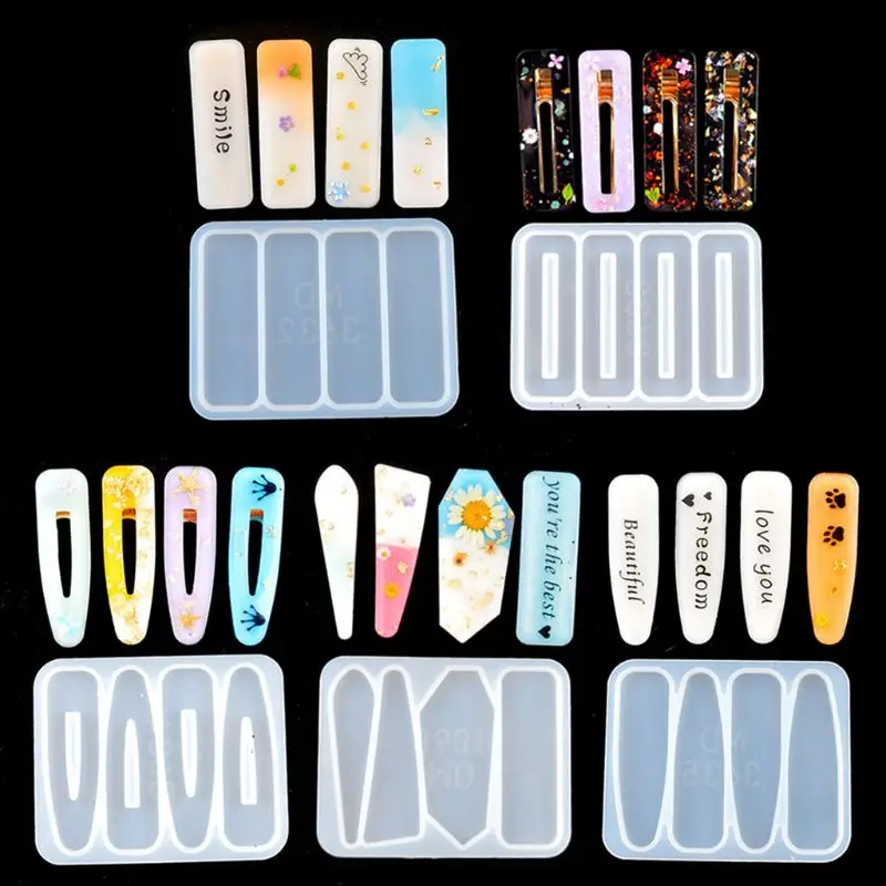 Handmade Barrettes Silicone Epoxy Resin Molds DIY Hair Pin Acrylic Alligator Hair Clip Jewelry Making Tools