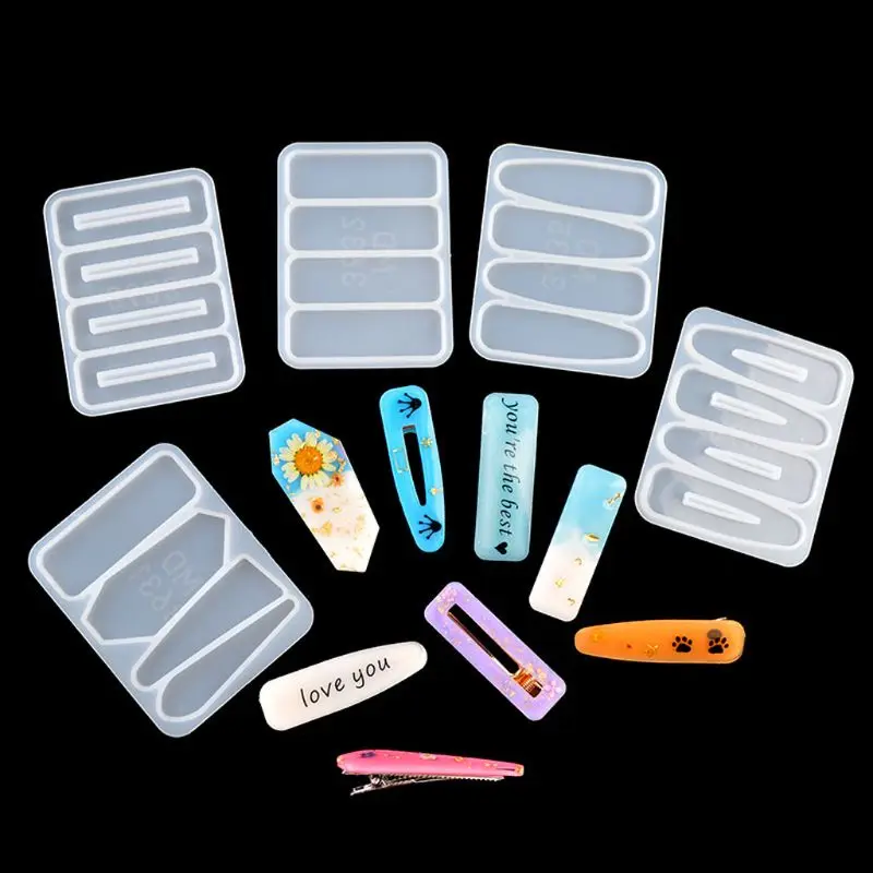 Handmade Barrettes Silicone Epoxy Resin Molds DIY Hair Pin Acrylic Alligator Hair Clip Jewelry Making Tools