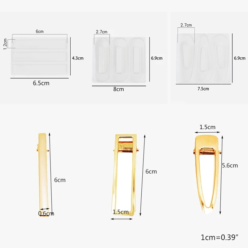Handmade Barrettes Silicone Epoxy Resin Molds DIY Hair Pin Acrylic Alligator Hair Clip Jewelry Making Tools