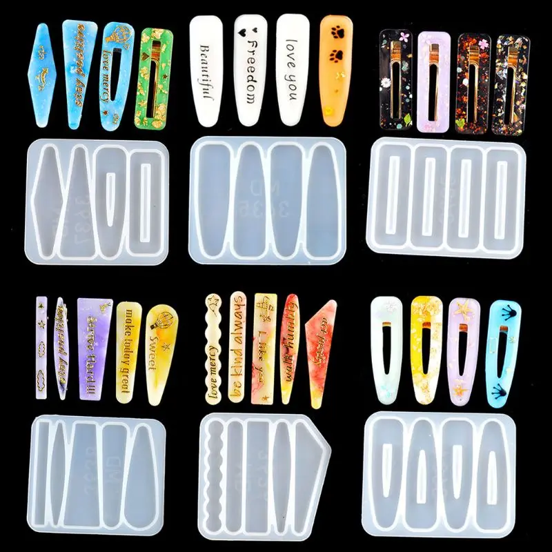 Handmade Barrettes Silicone Epoxy Resin Molds DIY Hair Pin Acrylic Alligator Hair Clip Jewelry Making Tools