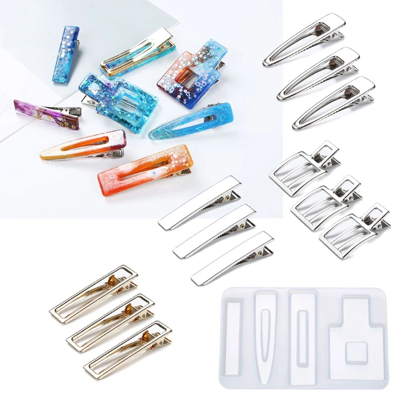 Handmade Barrettes Silicone Epoxy Resin Molds DIY Hair Pin Acrylic Alligator Hair Clip Jewelry Making Tools
