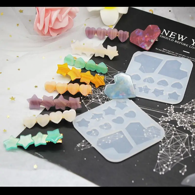 Handmade Barrettes Silicone Epoxy Resin Molds DIY Hair Pin Acrylic Alligator Hair Clip Jewelry Making Tools