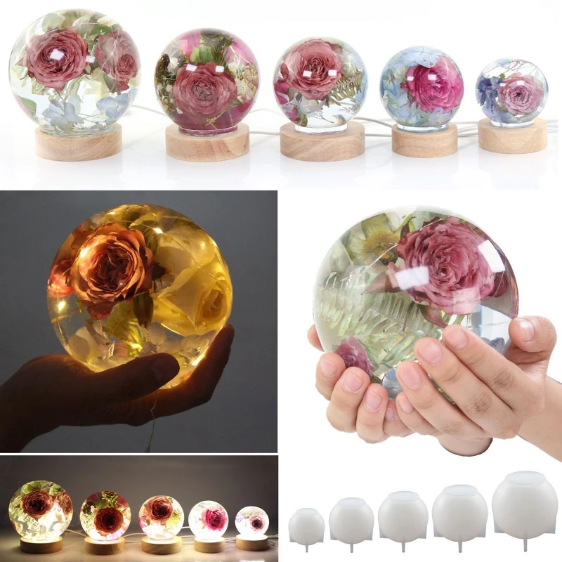 Silicone Crystal Ball Mold Round Ball Mould DIY Crafts Ornaments Decor for Epoxy Resin Jewelry Making Tools Soap R3MC