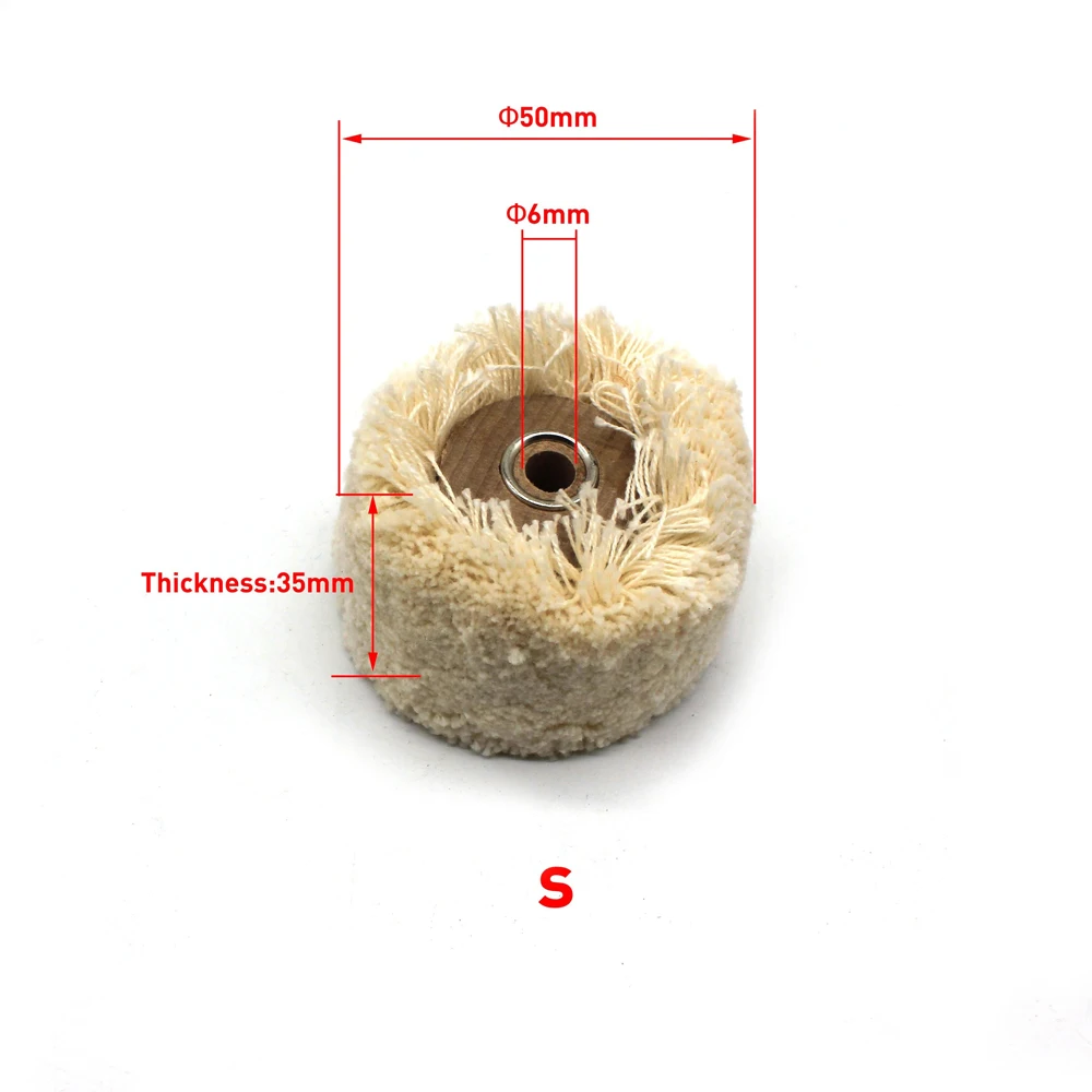 Cotton Thread Polishing Wheel with Wooden Metal Hub 50mm 70mm 78mm Soft Buffing String Disc Jewelry Rotary Tools