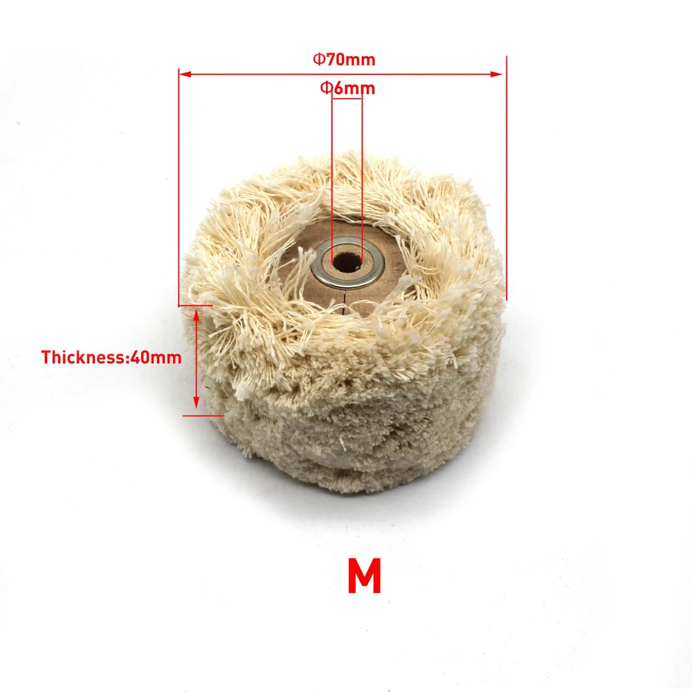 Cotton Thread Polishing Wheel with Wooden Metal Hub 50mm 70mm 78mm Soft Buffing String Disc Jewelry Rotary Tools