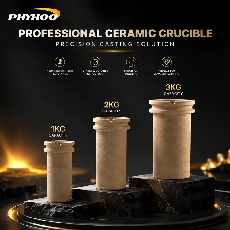 PHYHOO High Temperature Ceramic Crucible 1KG 2KG 3KG High Heat Resistant Melting Casting Cup For Gold Silver Jewelry Making Tool