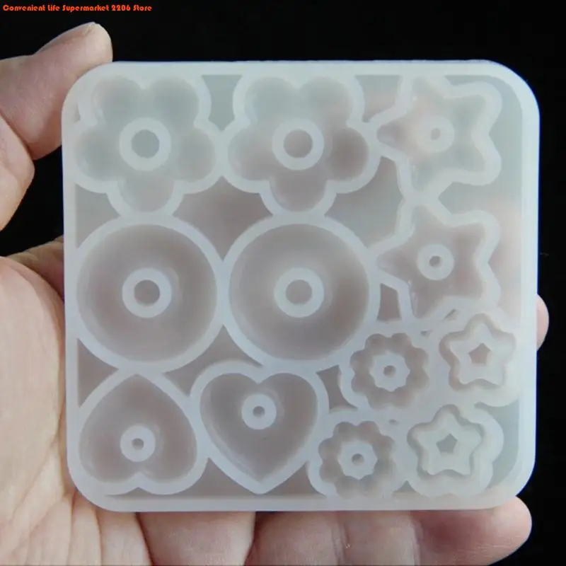 E06E Multifuntional Jewelry Molds Heart Star Flower Pendant Moulds Silicone Keychain Molds for Resin Earrings and Pendants