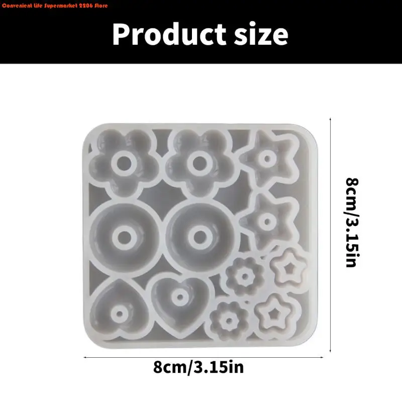 E06E Multifuntional Jewelry Molds Heart Star Flower Pendant Moulds Silicone Keychain Molds for Resin Earrings and Pendants