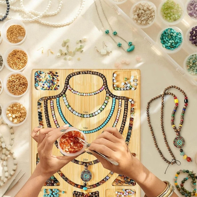 Jewelry Beading Design Tray Bracelet Measurement Board Wooden Bead Board