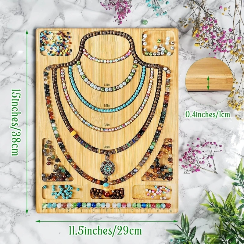 Jewelry Beading Design Tray Bracelet Measurement Board Wooden Bead Board