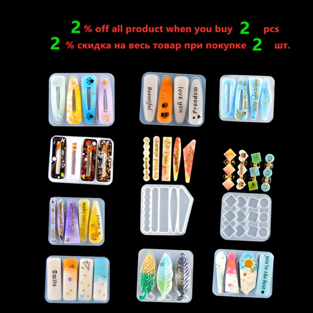 Hairpin Silicone Molds for DIY Jewelry Making Tools UV Resin Crafts Geometric Multi Shape Hair Accessories Epoxy Resin Mold