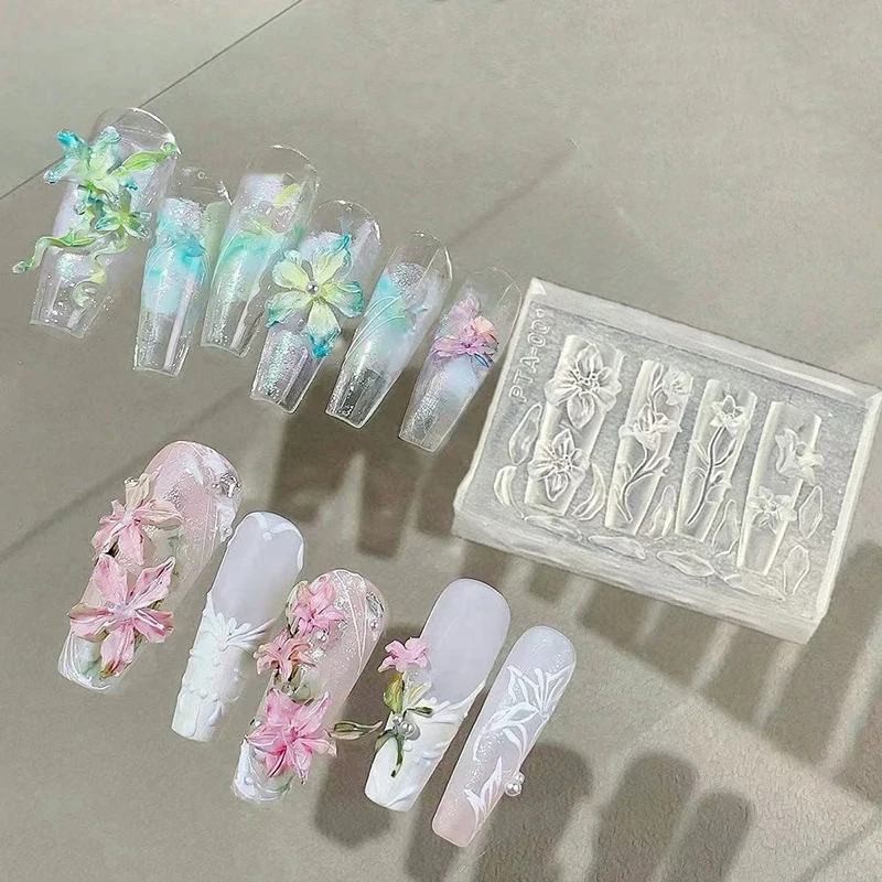 3D Mold Silicone Nail Art Decorations DIY Flower Design Templates Mold For Nails Jewelry Crafts Transparent Nails Mold Tool