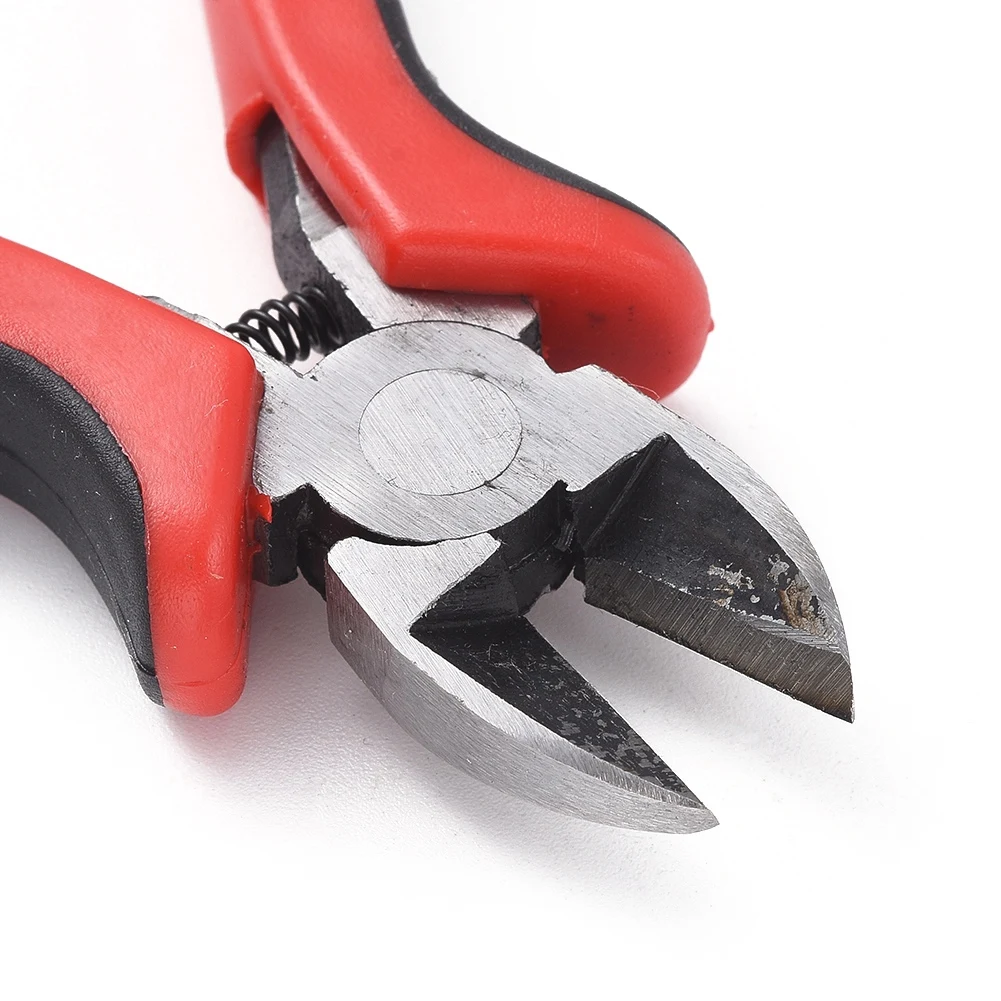 PandaHall Carbon Steel Jewelry Pliers Polishing Side Cutting Pliers Side Cutter Jewelry Making Tools 118mm Red