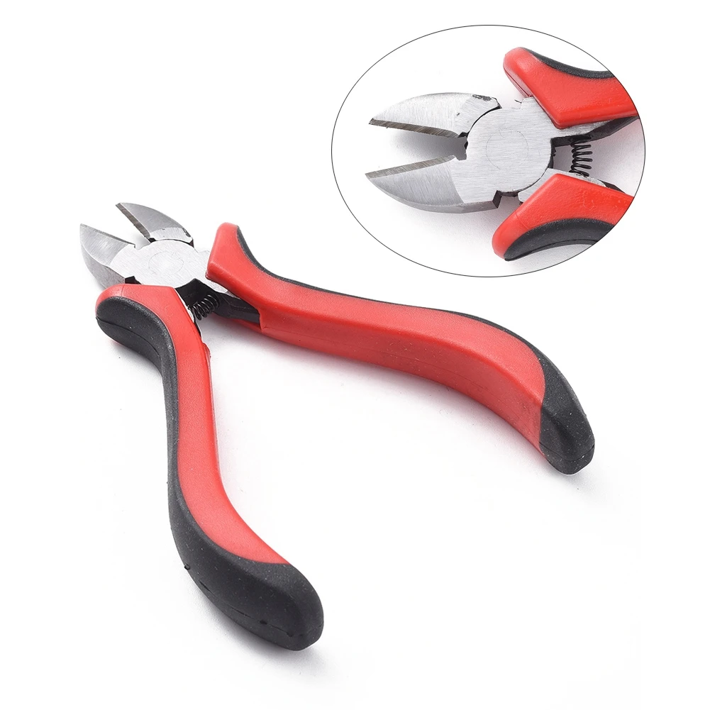PandaHall Carbon Steel Jewelry Pliers Polishing Side Cutting Pliers Side Cutter Jewelry Making Tools 118mm Red