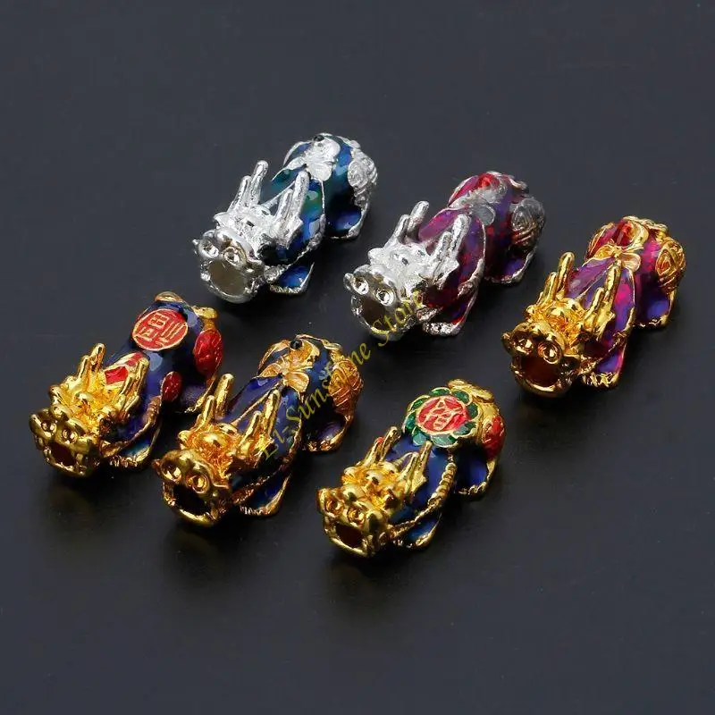 Chinese Pixiu Spacer Ball Beads Good Luck Yao Wealth Money Amulet DIY Bracelet Necklace Jewelry Craft Supplies QX2F