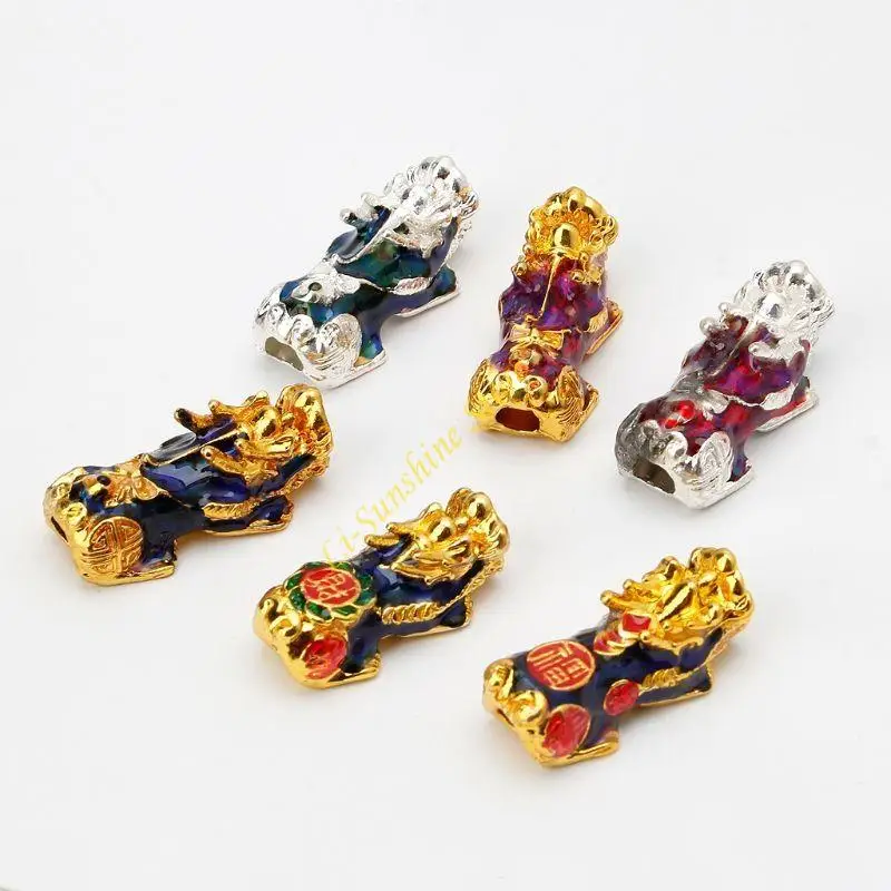 Chinese Pixiu Spacer Ball Beads Good Luck Yao Wealth Money Amulet DIY Bracelet Necklace Jewelry Craft Supplies QX2F