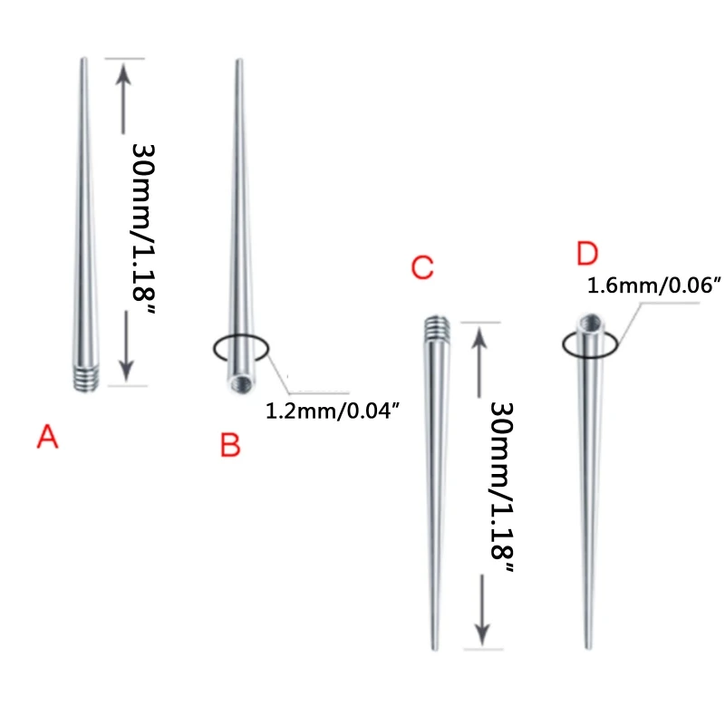 Steel Cone Insertion Pin Rod for Ear/nose/navel/nipples/lip/brow Stretcher Body Piercing Stretch Kit Assistant Tool