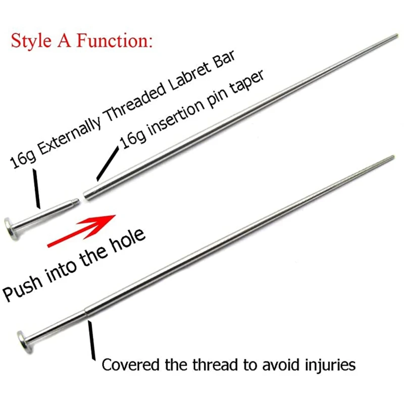 Steel Cone Insertion Pin Rod for Ear/nose/navel/nipples/lip/brow Stretcher Body Piercing Stretch Kit Assistant Tool
