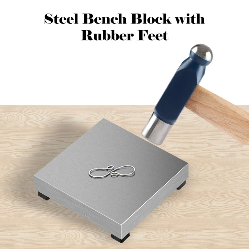 Metal Stamping Block Anvil with Rubber Feet Jewelry Making Tool Square Anvils A0KD