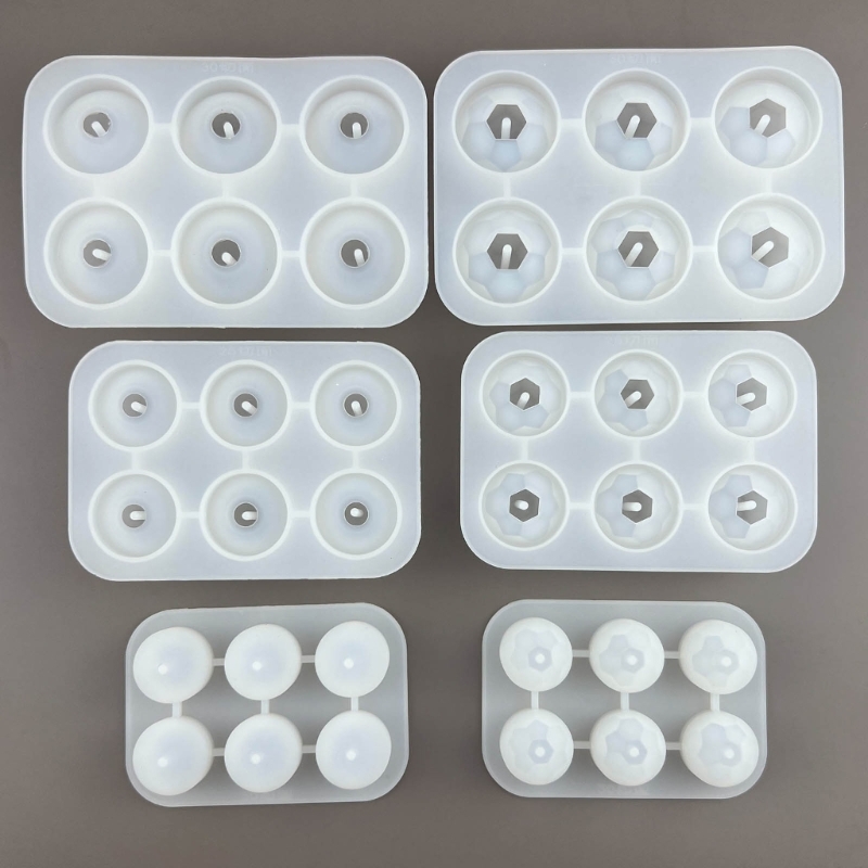 Jewelry Bead Resin Mold with Holes 20/25/30mm Round Bead Silicone Mold Craft