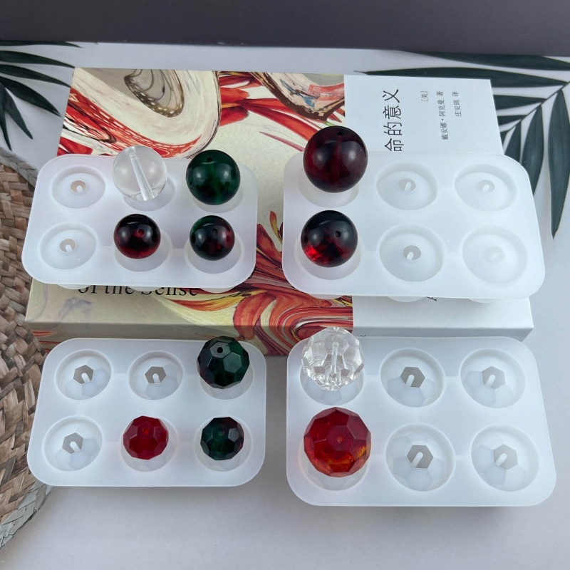 Jewelry Bead Resin Mold with Holes 20/25/30mm Round Bead Silicone Mold Craft