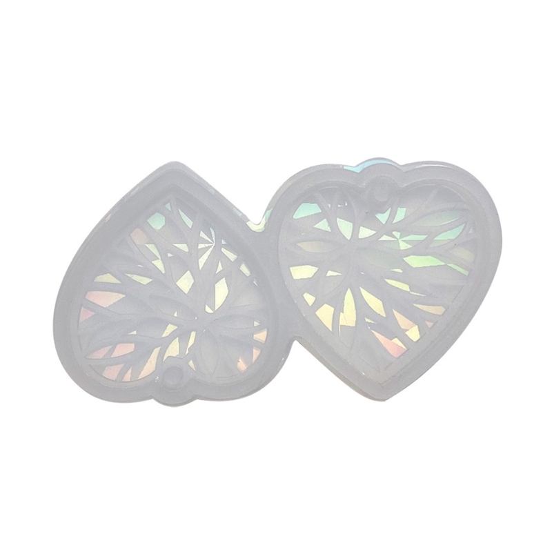 Heart Holographic Resin Mold Earring Silicone Mold Keychain Pendant Epoxy Resin Casting Mold Kit Resin Craft Tools Wholesale