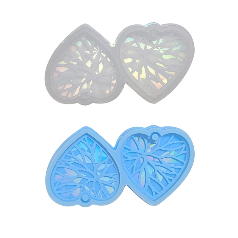 Heart Holographic Resin Mold Earring Silicone Mold Keychain Pendant Epoxy Resin Casting Mold Kit Resin Craft Tools Wholesale