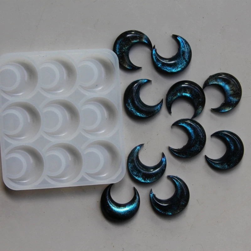 Geometric Earring Pendant Silicone Mold Moon Epoxy Resin Mould For DIY Ornaments Keychain Necklace Charms Epoxy Resin Crafts