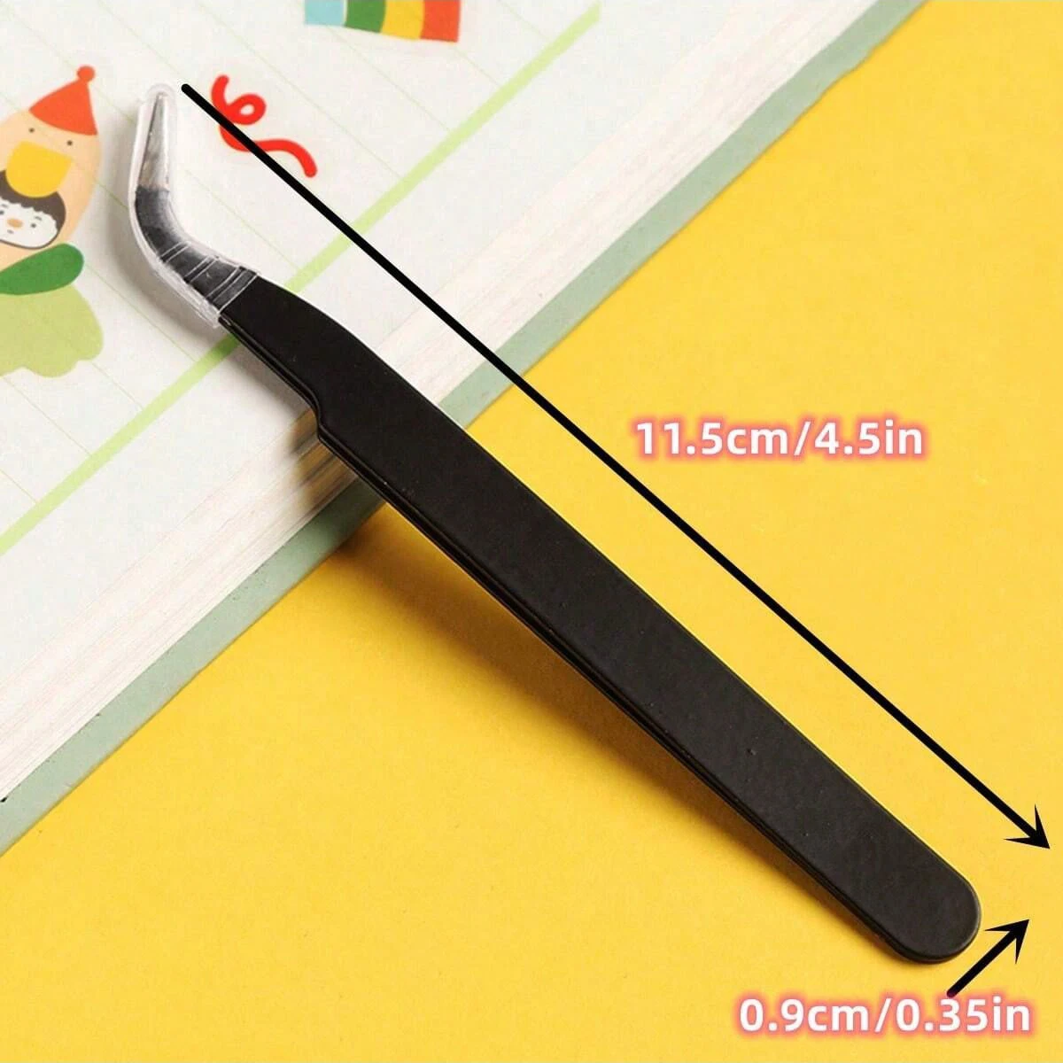 2pcs/lot Pink And Black Color ,Elbow +Straight Head Tweezers, For Diy HandmadeJewelry Making Scrapbooking