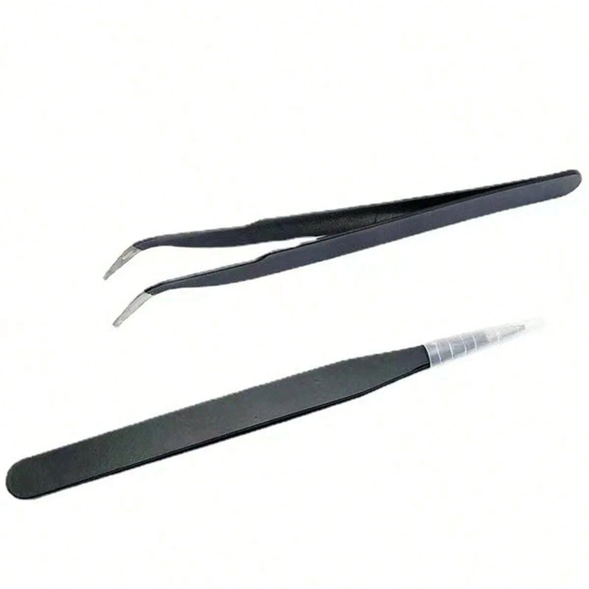 2pcs/lot Pink And Black Color ,Elbow +Straight Head Tweezers, For Diy HandmadeJewelry Making Scrapbooking