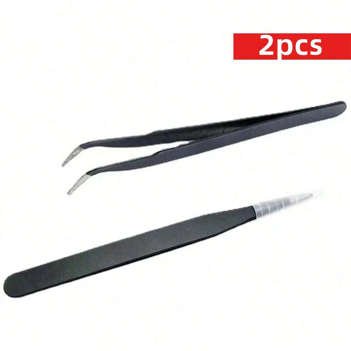 2pcs/lot Pink And Black Color ,Elbow +Straight Head Tweezers, For Diy HandmadeJewelry Making Scrapbooking