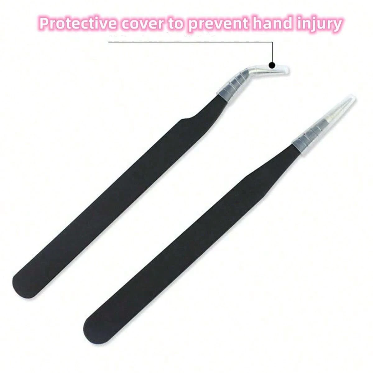 2pcs/lot Pink And Black Color ,Elbow +Straight Head Tweezers, For Diy HandmadeJewelry Making Scrapbooking