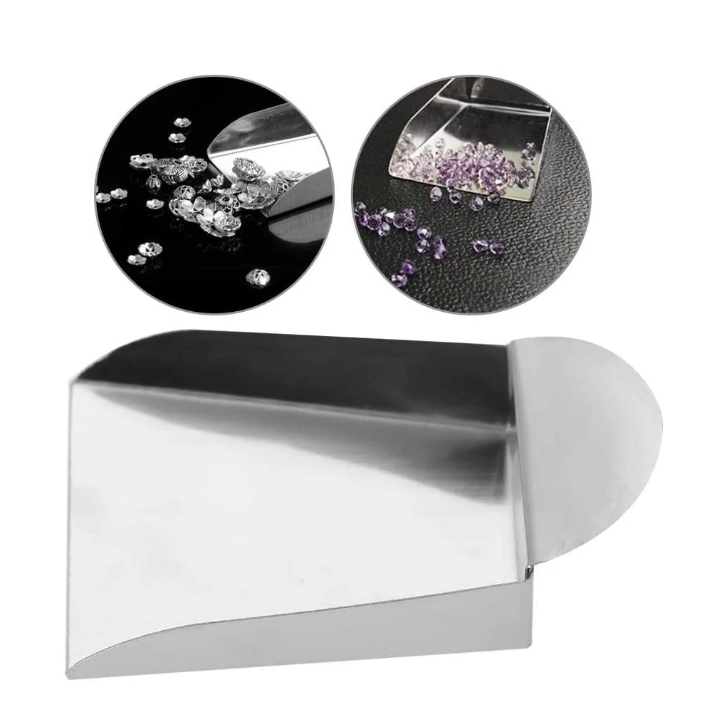 Mini Square Jewelry Shovel for Diamond Beads Pearls Gemstones Scoop Tools with Plate Handle Jewelry Tools