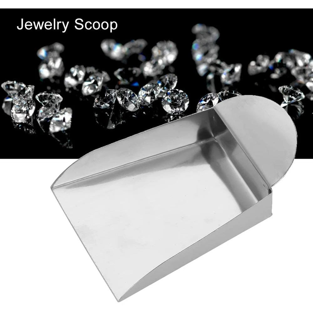 Mini Square Jewelry Shovel for Diamond Beads Pearls Gemstones Scoop Tools with Plate Handle Jewelry Tools