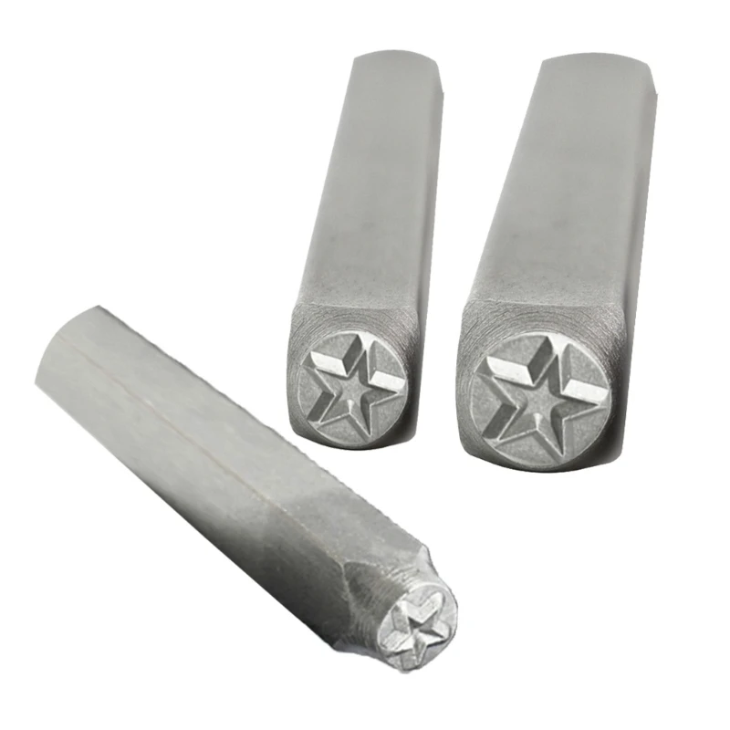 3pcs 3/6/8mm Star DIY Jewelry rings Leather Stamp Star Pentagram Seal Carving Stamping Tool Metal Stamp