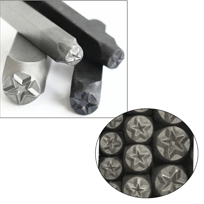 3pcs 3/6/8mm Star DIY Jewelry rings Leather Stamp Star Pentagram Seal Carving Stamping Tool Metal Stamp